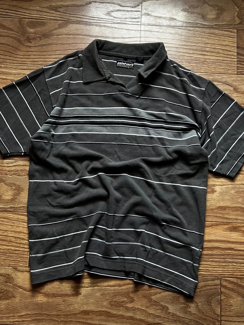 y2k skater Point Zero striped grey polo